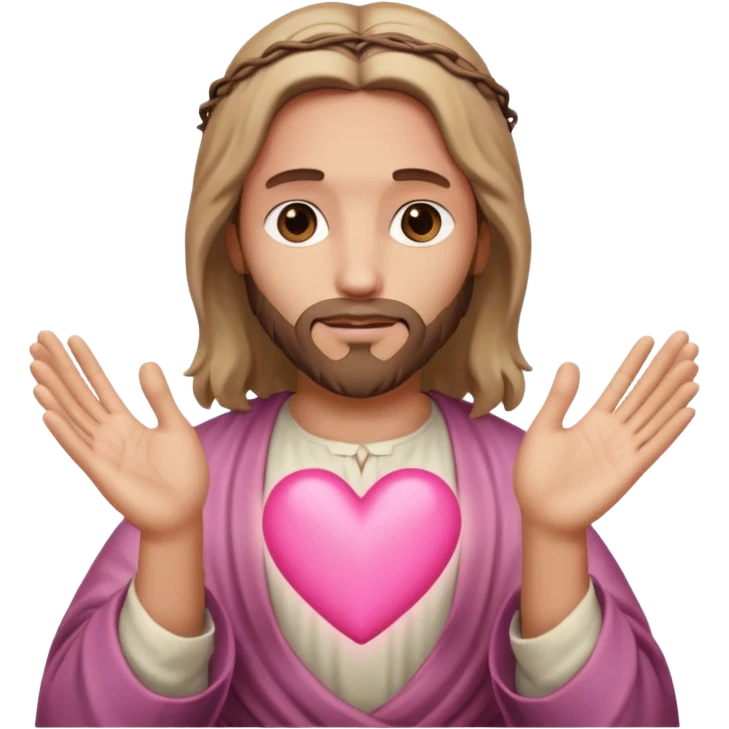 Jesus making pink heart with hands emoji