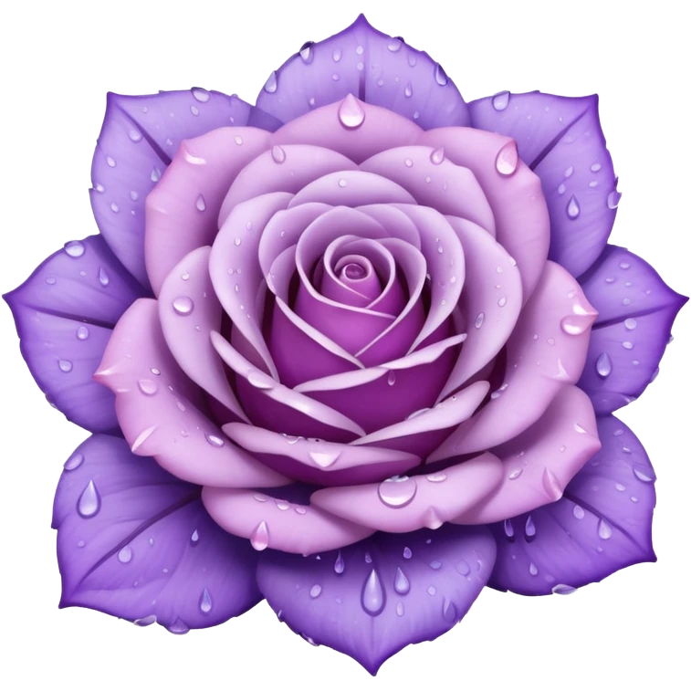 Pale purple and violet Receptacle rose,  displaying water droplets on the outter petals emoji