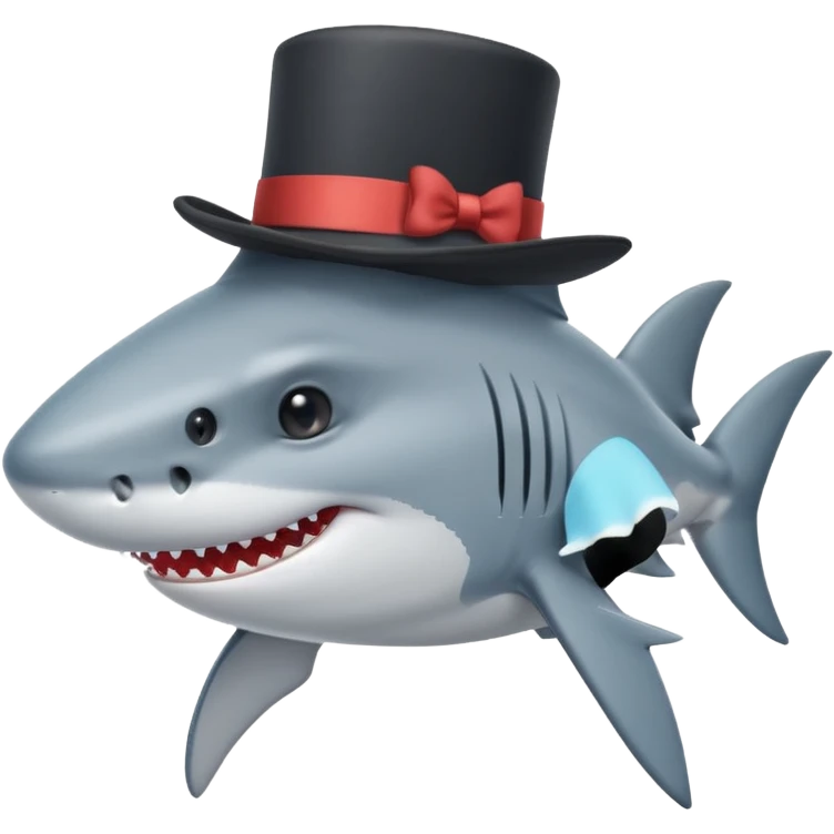 Sad Shark with a top hat emoji