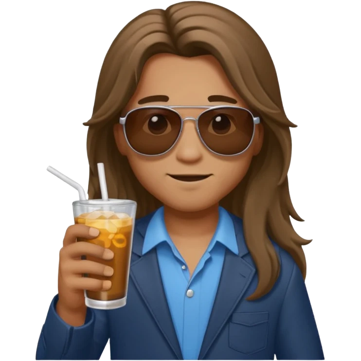 drink holders with sunglasses boy long hair emoji