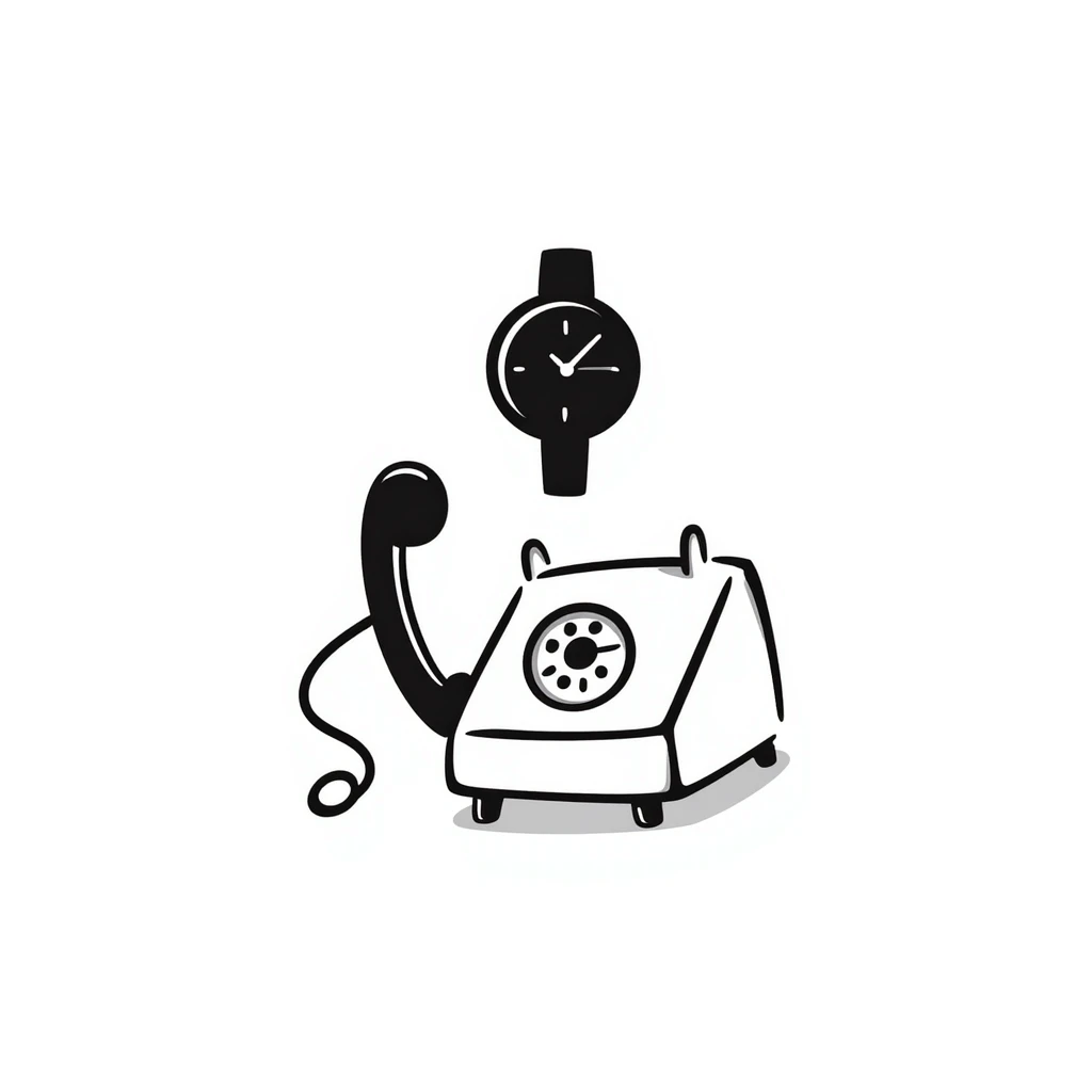 simple telephone sitting underneath a round wristwatch emoji