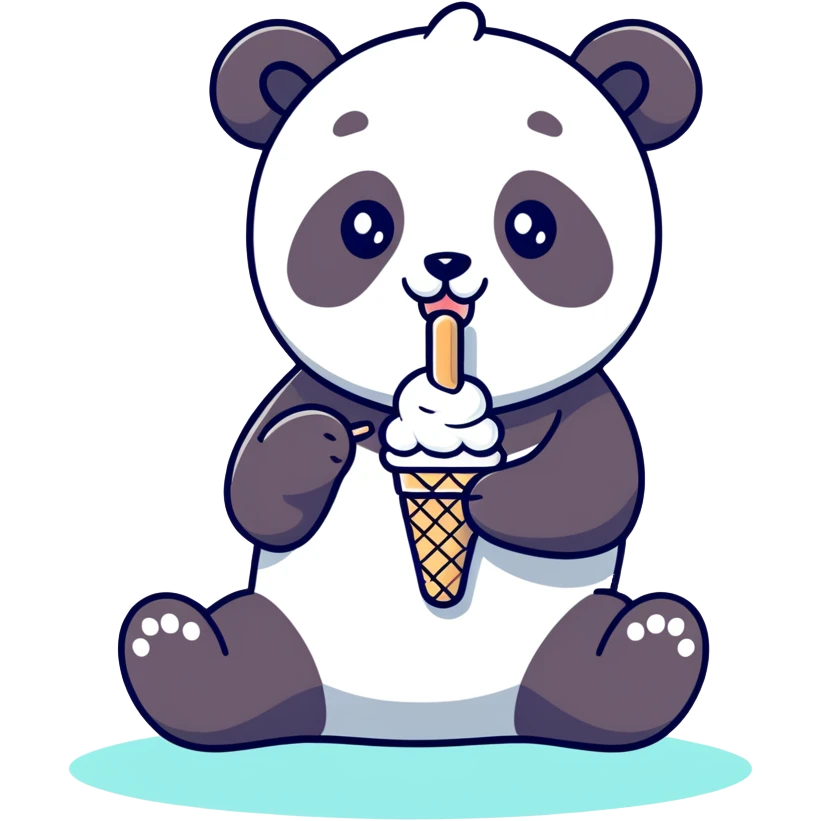 Panda eating ice cream emoji