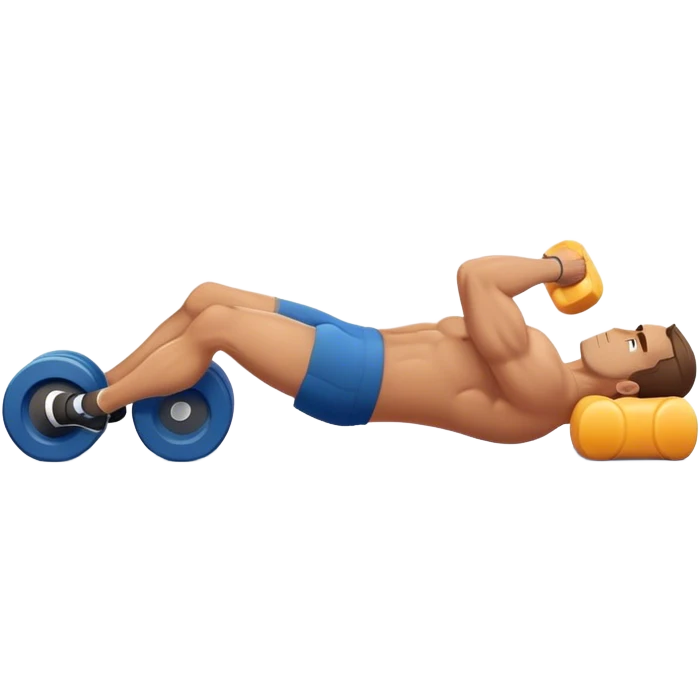 buff guy lying lats down on foam-roller emoji