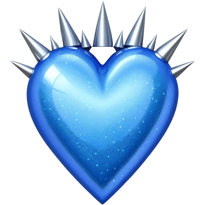 blue glittery heart with chrome spikes emoji