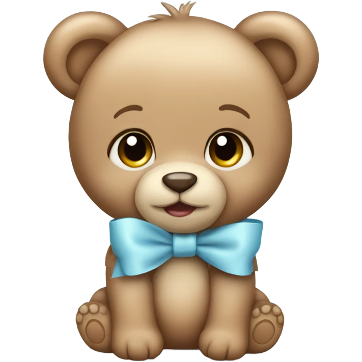 baby Teddy bear with light blue bow emoji