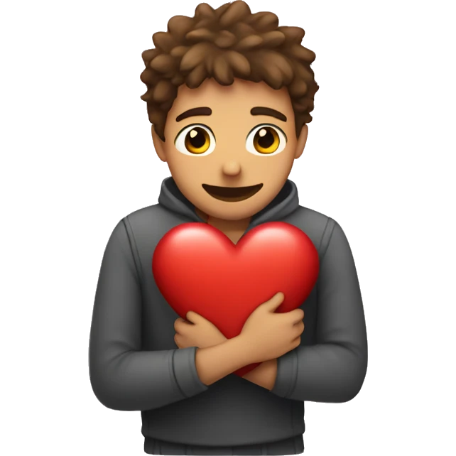 Guy hugging a heart emoji