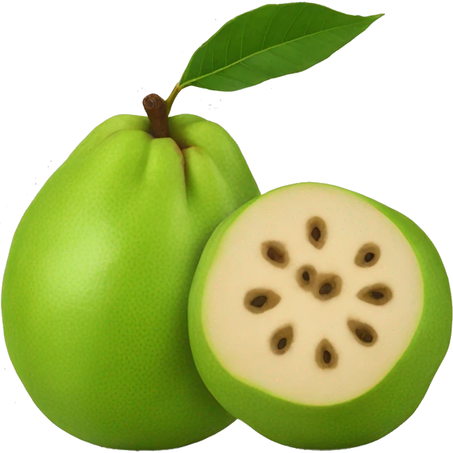 two guavas one of them is cut emoji