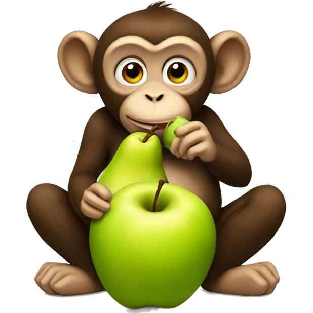 monkey eating pears and apple emoji