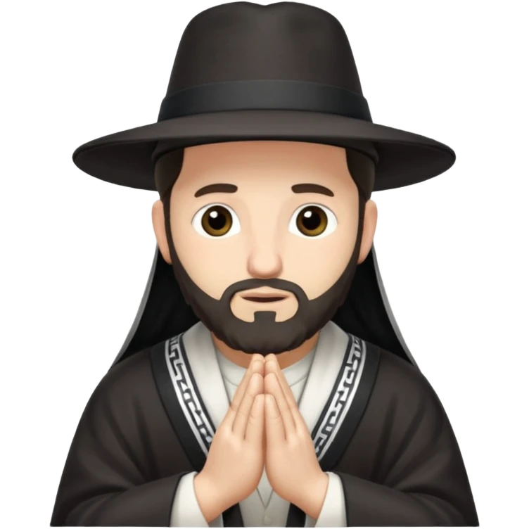orthodox jewish man, praying, tallit, hat emoji