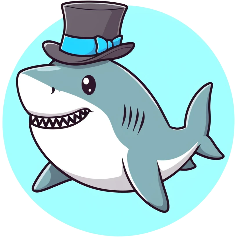 Shark with a top hat emoji