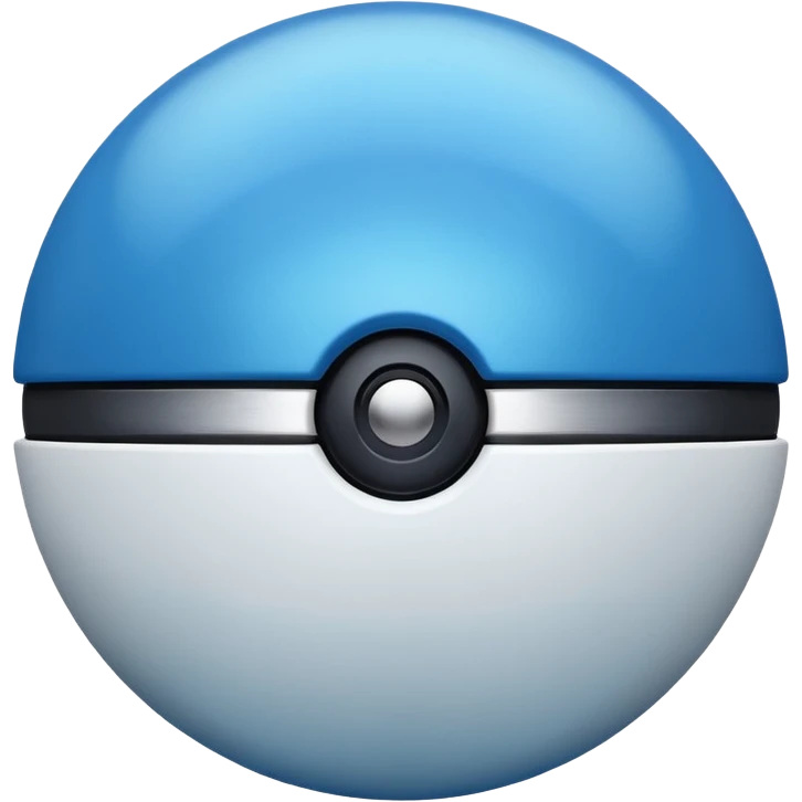 blue pokeball emoji, top half is a more saturated blue, bottom half is white, black stripe, with a metallic sheen emoji