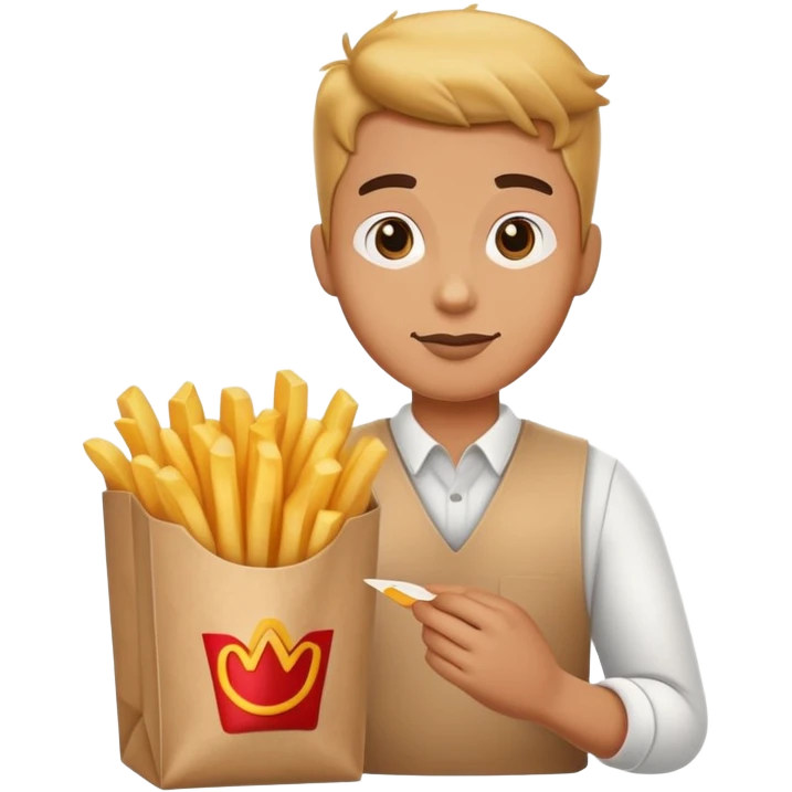 Fast food worker putting fries in the bag emoji