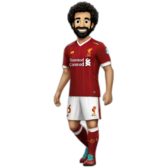 Mohamed Salah wearing Liverpool kit celebrating emoji