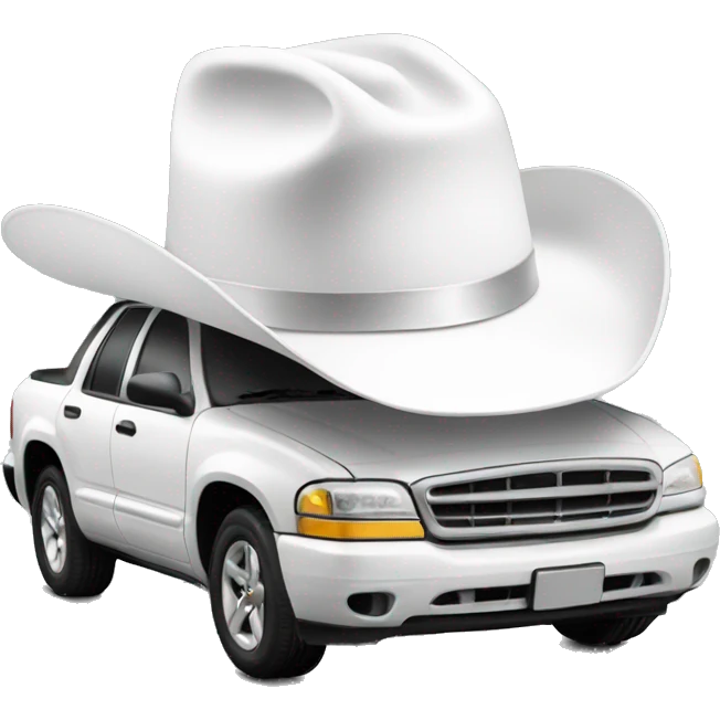 car wearing white cowboy hat emoji