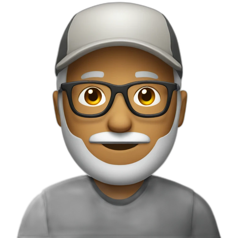 man with cap and light beard and reading rounded glasses emoji