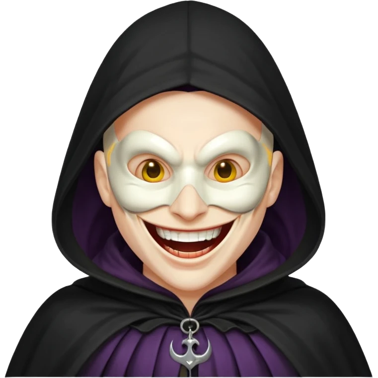 Una cara con risa malvada quitándose una máscara con una sonrisa agradable  emoji