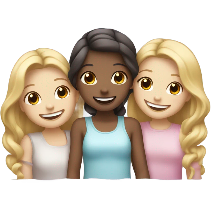 Three cute girls who are friends white skin emoji