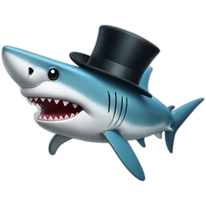 Shark with a top hat emoji