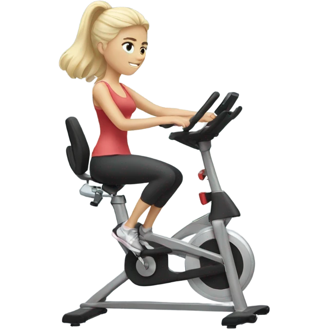 White blonde girl on exercise bike emoji