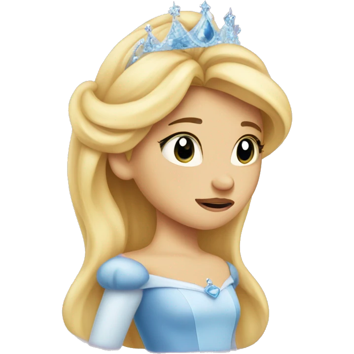 Cinderella princess with a sad face and tears emoji