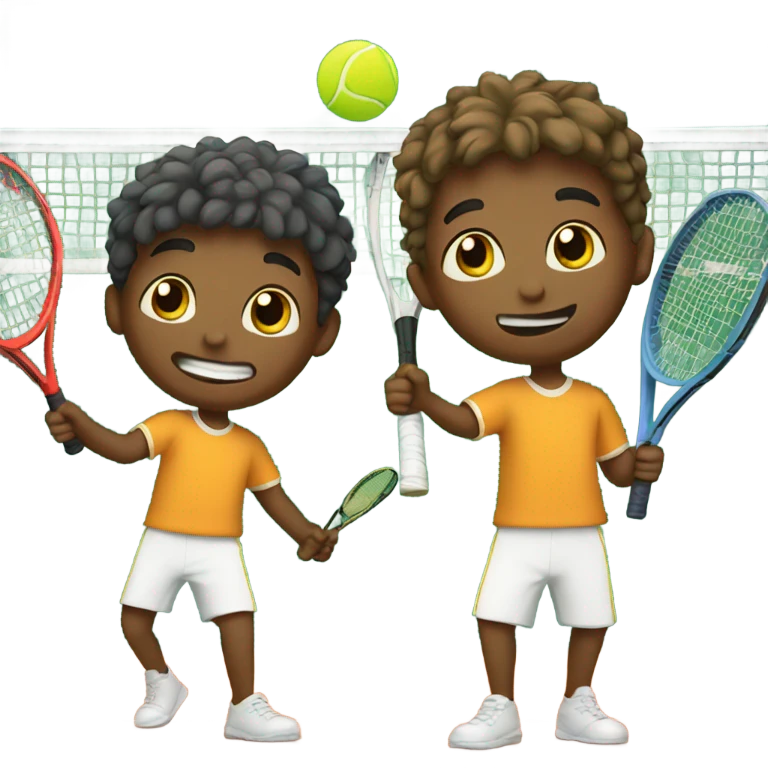 2 Boys playing tennis together  emoji