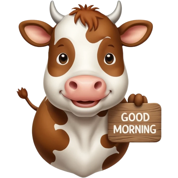 Cow with inspirational good morning sign emoji