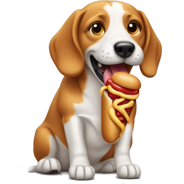 dog eating hotdog emoji