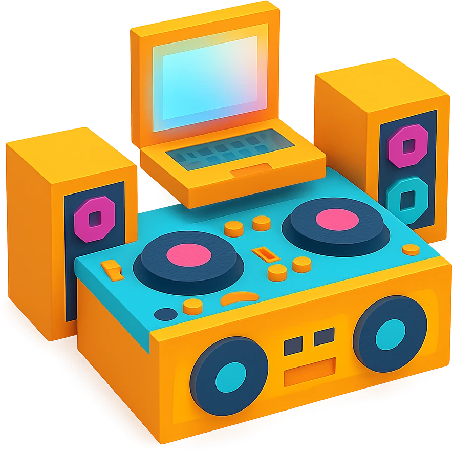 Сделай светящуюся DJ-установку emoji
