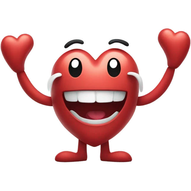 heart with face and arms and legs emoji