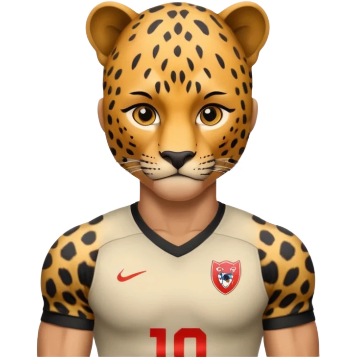 Footballer with a leopard head emoji