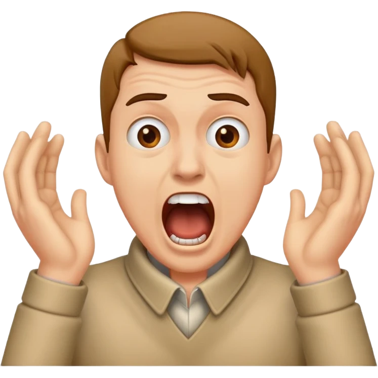 Hands around neck screaming guy emoji