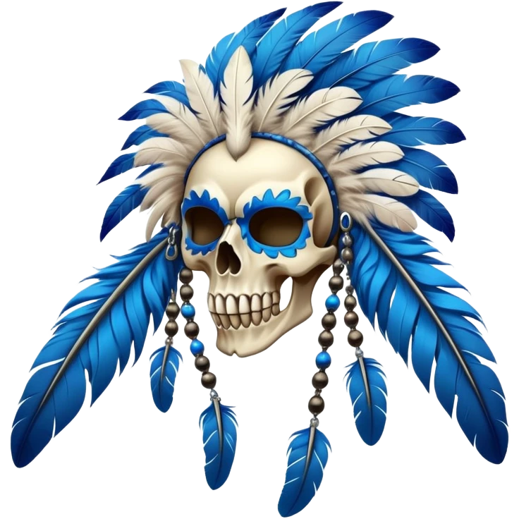 Furry Fakémon-Pokémon-animal-creature with a skull mask, and a feather-mane-collar, and blue feathers, (full body) emoji