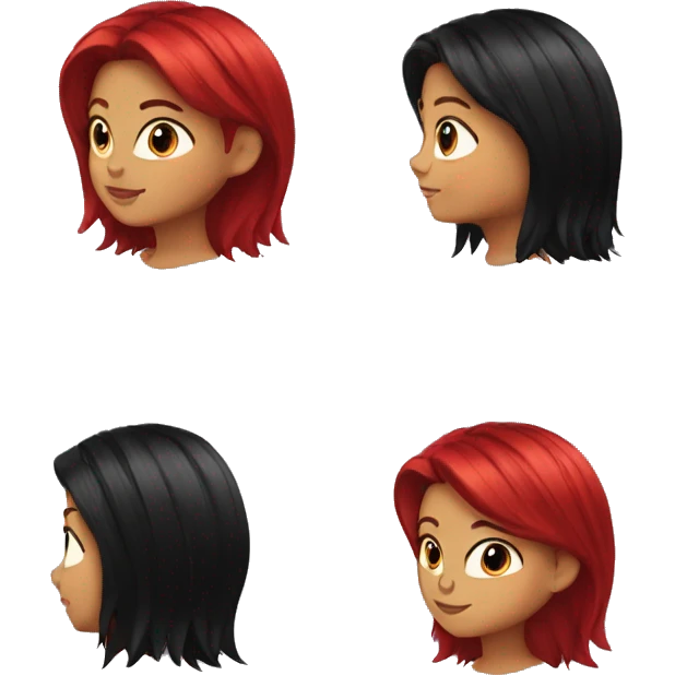 The girl with black and red hair emoji