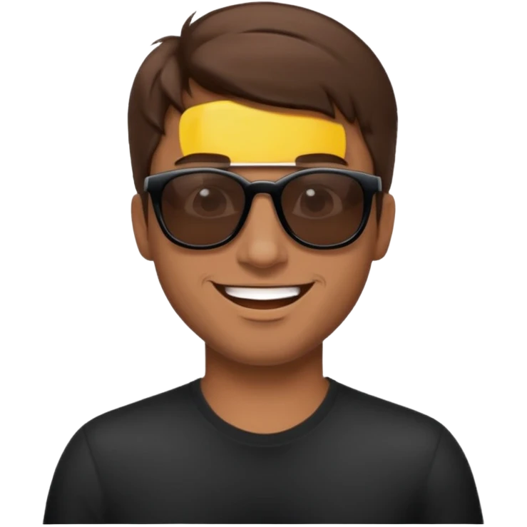 happy man with brown hair and black sunglasses iOS style emoji