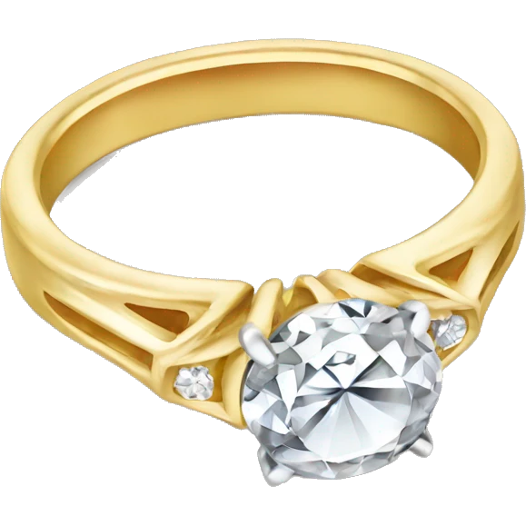 Gold engagement ring, with shiny cute diamond emoji