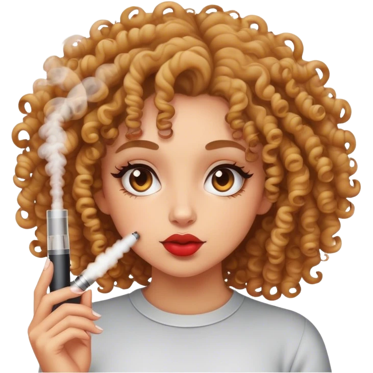 A curly haired girl vaping emoji