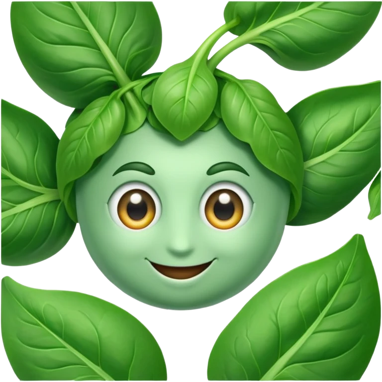 Spinach with eyes and smile without human face emoji
