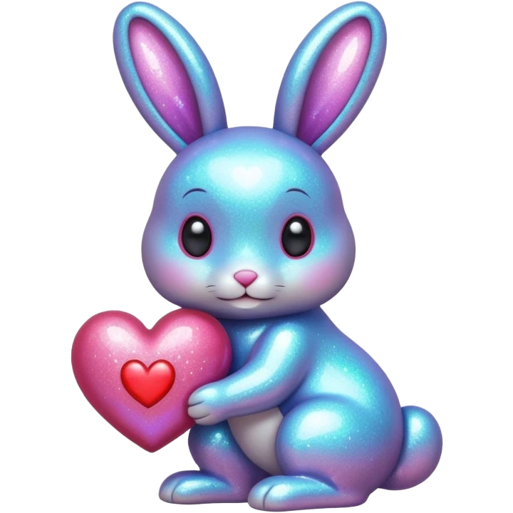 glitter bunny with heart emoji