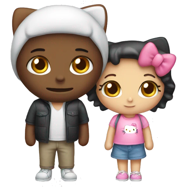 hello kitty with her boyfriend emoji