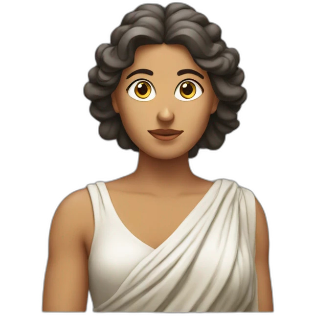 Greek woman doing phsyics emoji