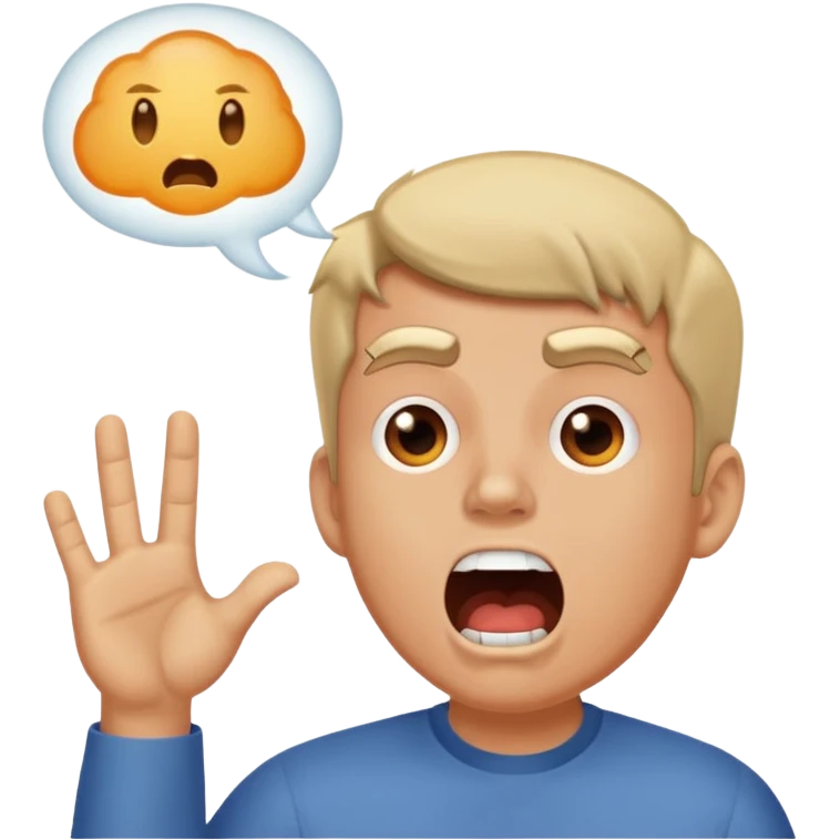 A guy yelling with a thought bubble and it says clanker emoji