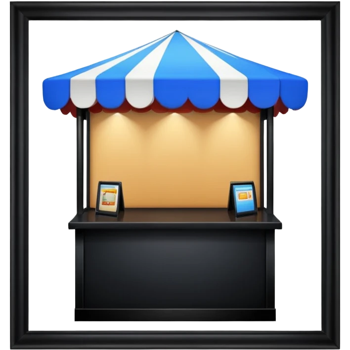 booth in an serious fair emoji