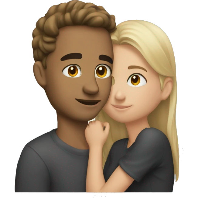 A guy kissing a girl on the cheek emoji