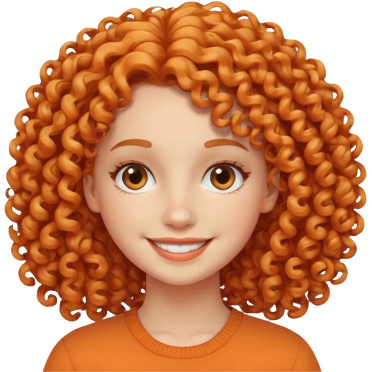 ahora hazme una mujer blanca joven con el pelo rizado y con color naranja claro  emoji
