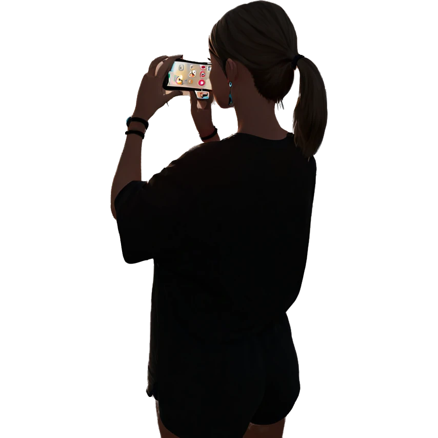 sunset beach girl with phone emoji