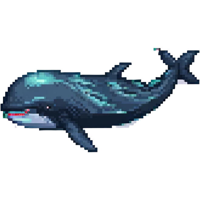 a black whale, pixel art style emoji