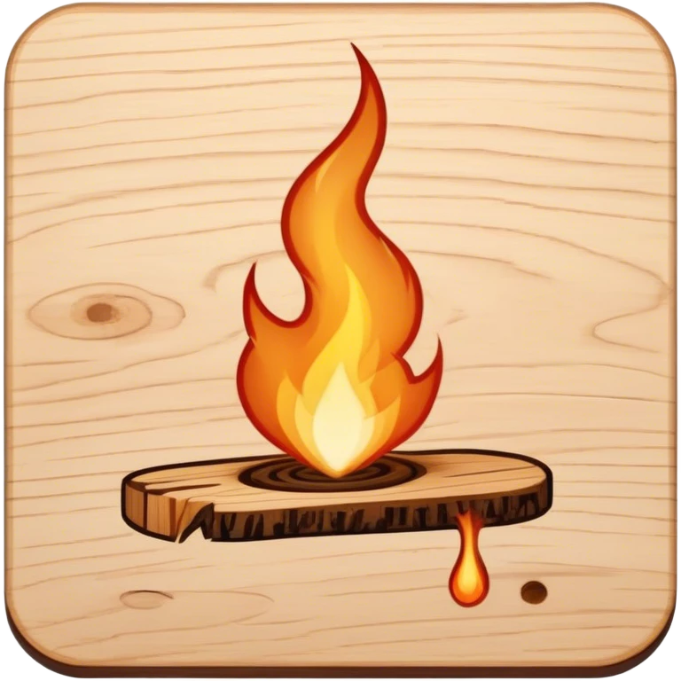 Wood burning icon, pyrography tool creating burn marks on wood, minimalistic style, clean lines, transparent background. emoji