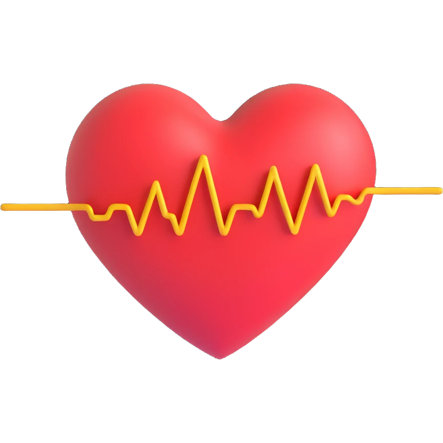 vibrant and friendly stylized heart with a pulse or heartbeat line, no text emoji