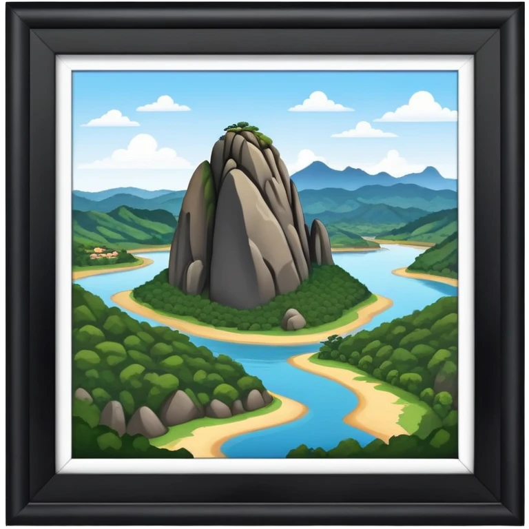 cinematic-realistic-guatapé-rock-emoji colombia in a picture frame emoji