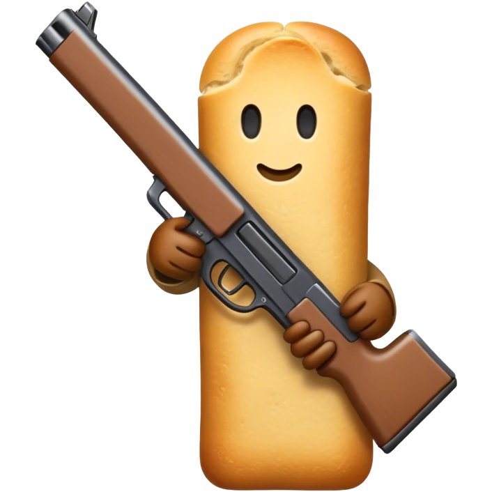 Breadstick holding a gun emoji
